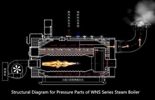 Caldera de agua caliente de gas industrial de tres del paso calderas de vapor para la industria farmacéutica
